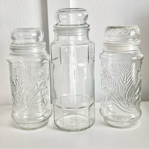 Planters Other - (3) 1980s Planters Peanuts Anchor Hocking Glass Jars Vintage Storage Rare HTF